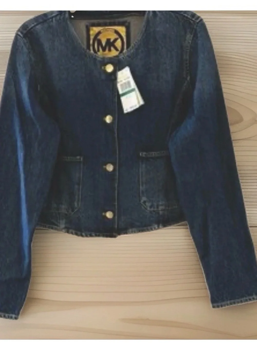 Michael Kors Navy Denim  Jacket with Gold Logo Patch